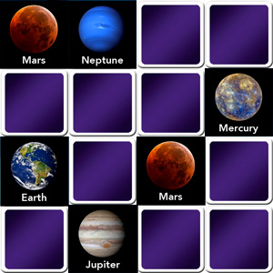 juego de memoria para adultos - planetas del sistem solar