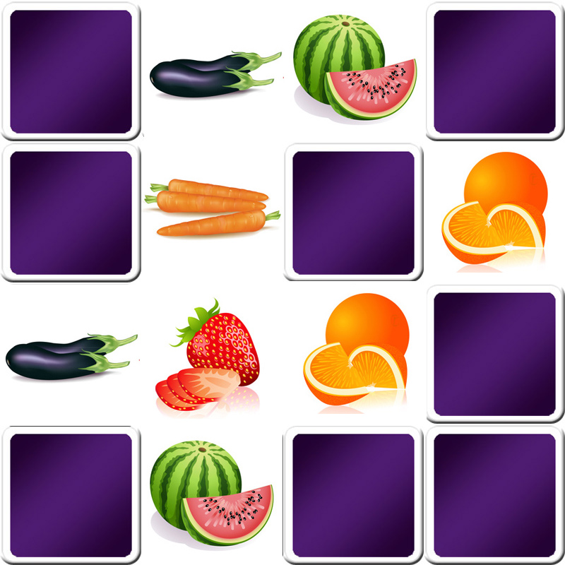 Juego de memoria con frutas y verduras en línea