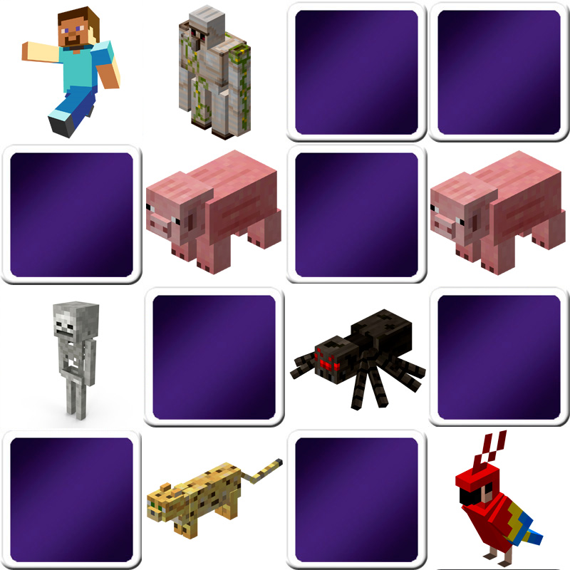 Juego Memoria Memorama niños - Minecraft | Online y gratis